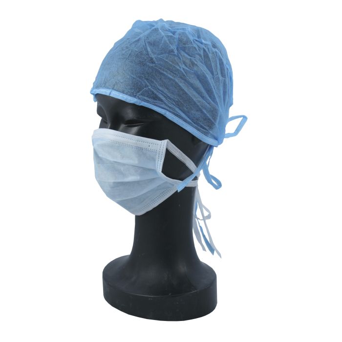 Boneta albastra cu legaturi, tip doctor, 100 bucati/set