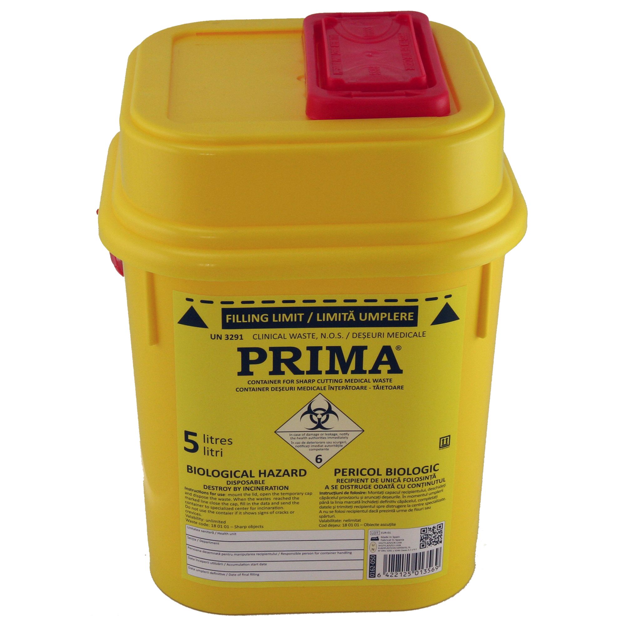 Recipient 5 litri plastic deseuri intepatoare taioase, certificat ADR
