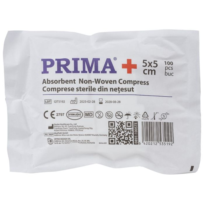 Comprese sterile din PPSB , pliate in 4, 5cmx5cm - 100 bucati