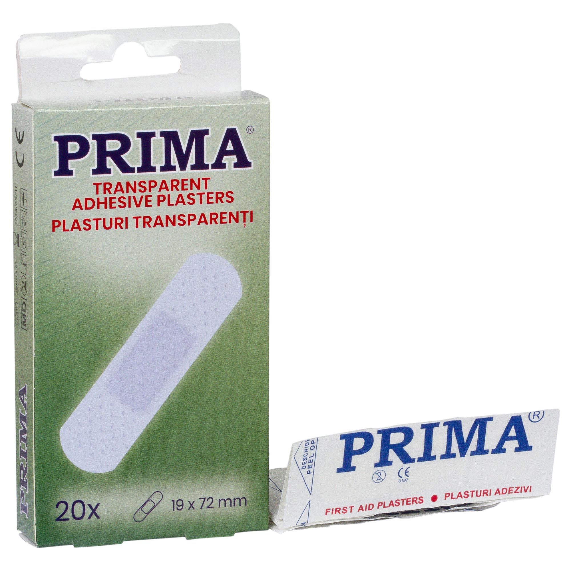 Plasturi transparenti PRIMA, 19x72mm, 20 bucati