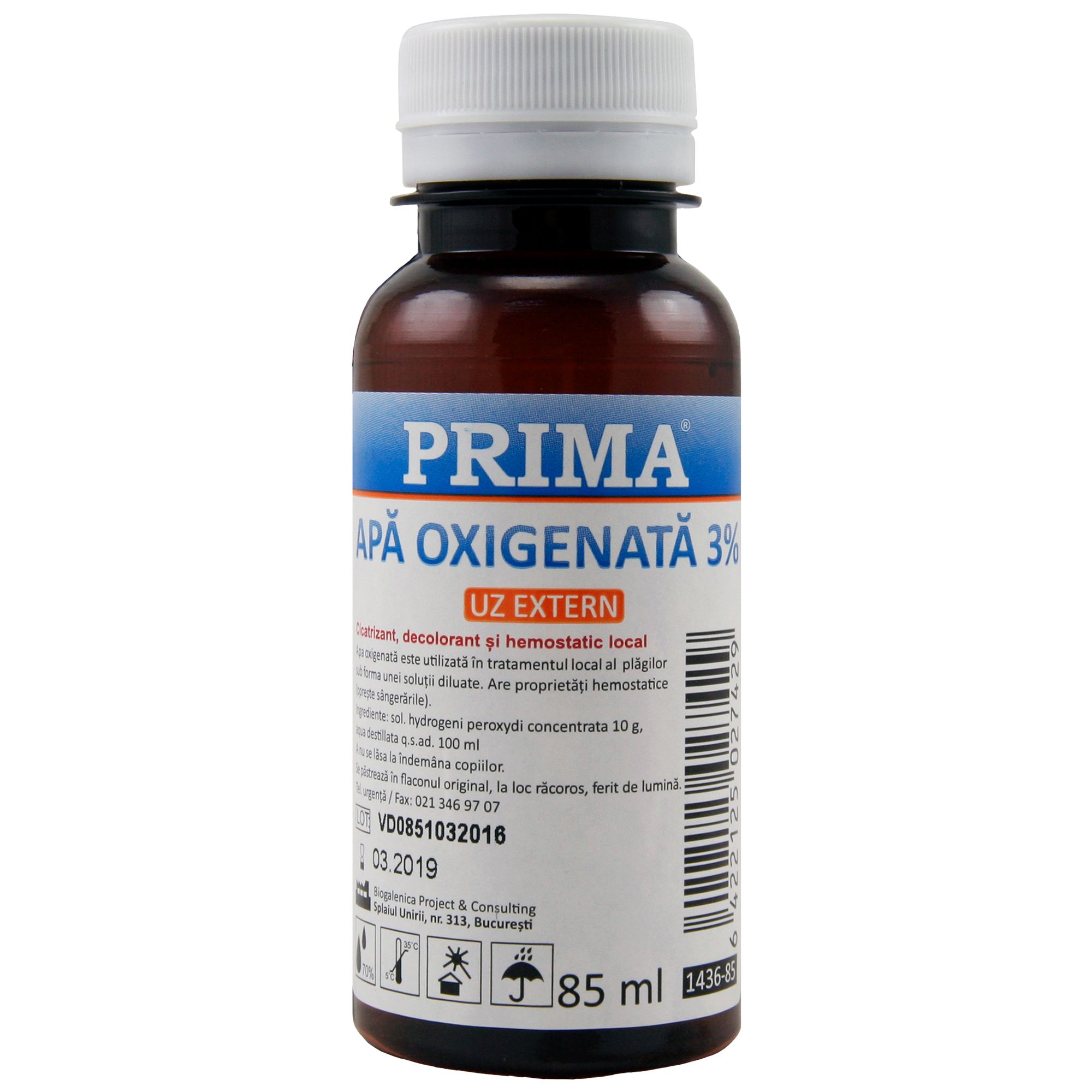Apa oxigenata - peroxid de hidrogen - 3%, uz extern - 85ml